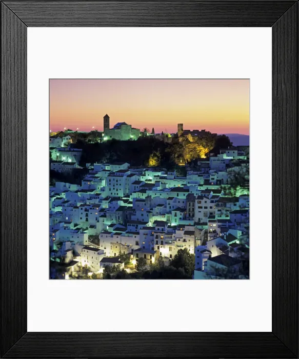 Framed Print : White Andalucian village at dusk, Casares, Andalucia, Spain, Europe Framed Print : White Andalucian village at dusk, Casares, Andalucia, Spain, Europe