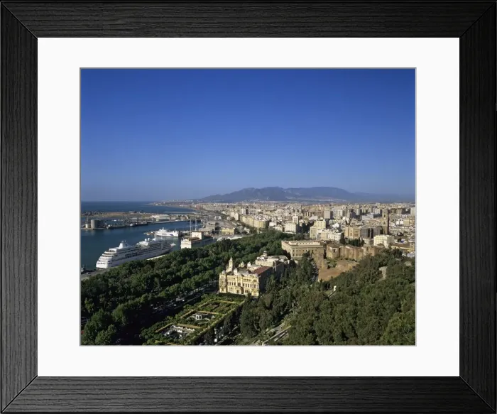 Framed Print : View over Ayuntamiento and city from Castillo de Gibralfaro, Malaga, Andalucia, Spain, Mediterranean, Europe Framed Print : View over Ayuntamiento and city from Castillo de Gibralfaro, Malaga, Andalucia, Spain, Mediterranean, Europe