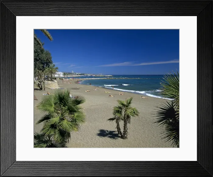 Framed Print : View along beach, Marbella, Costa del Sol, Andalucia, Spain, Mediterranean, Europe Framed Print : View along beach, Marbella, Costa del Sol, Andalucia, Spain, Mediterranean, Europe