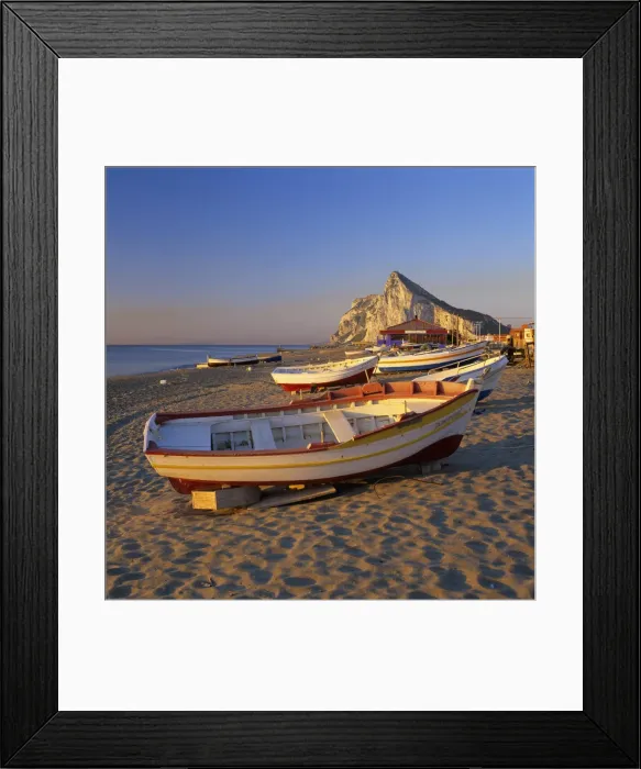 Framed Print : Gibraltar viewed along beach, La Linea, Andalucia, Spain, Mediterranean, Europe Framed Print : Gibraltar viewed along beach, La Linea, Andalucia, Spain, Mediterranean, Europe
