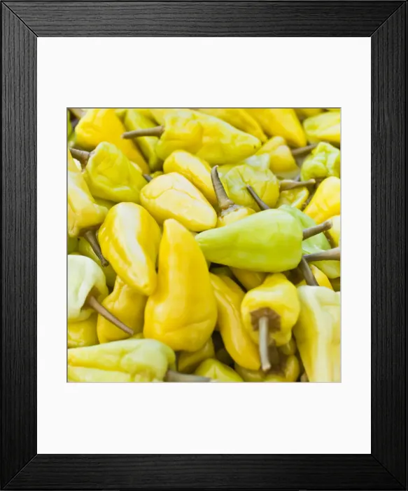 Framed Print : Chilli, one of the local vegetables at the Sunday morning market, Pollenca, Tramuntana, Mallorca, Balearic Islands, Spain, Europe