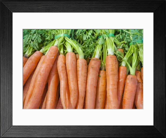 Framed Print : Carrots for sale at the Sunday morning market, Pollenca, Tramuntana, Mallorca, Balearic Islands, Spain, Europe