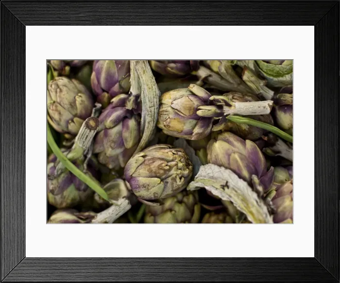 Framed Print : Globe artichokes, one of the local fresh vegetables at the Sunday morning market, Pollenca, Tramuntana, Mallorca, Balearic Islands, Spain, Europe