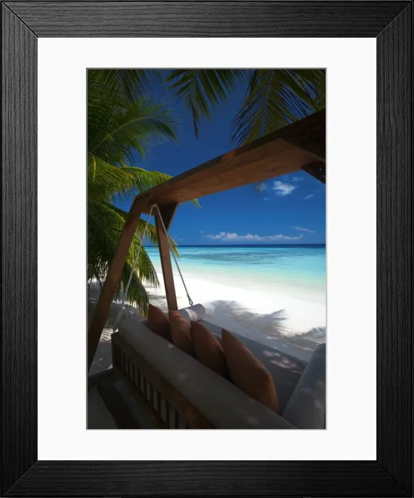 Framed Print : Swing on tropical beach, Maldives, Indian Ocean, Asia Framed Print : Swing on tropical beach, Maldives, Indian Ocean, Asia