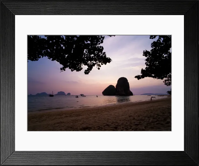 Framed Print : Colourful purple tropical sunset at Ao Phra Nang Beach, Railay (Rai Leh), South Thailand, Southeast Asia, Asia Framed Print : Colourful purple tropical sunset at Ao Phra Nang Beach, Railay (Rai Leh), South Thailand, Southeast Asia, Asia