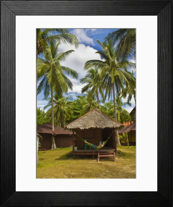 Framed Print : Tourist relaxing in a hammock on a bamboo beach hut on the Thai island of Koh Lanta, South Thailand, Southeast Asia, Asia Framed Print : Tourist relaxing in a hammock on a bamboo beach hut on the Thai island of Koh Lanta, South Thailand, Southeast Asia, Asia