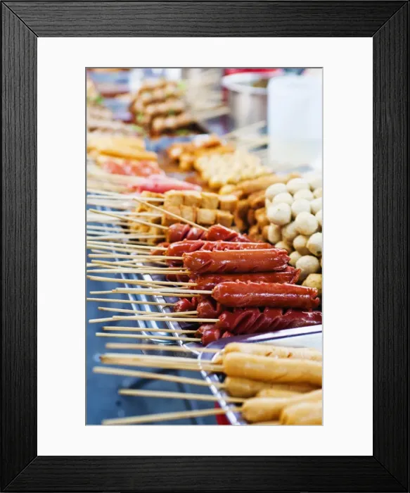 Framed Print : Thai food on a street food stall at the Khaosan Road market in Bangkok, Thailand, Southeast Asia, Asia Framed Print : Thai food on a street food stall at the Khaosan Road market in Bangkok, Thailand, Southeast Asia, Asia