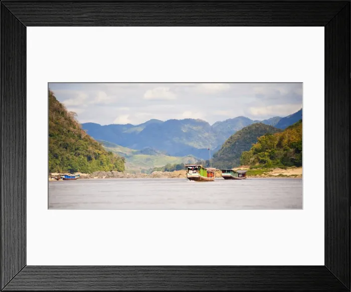 Framed Print : Boats about to dock in Pak Beng, the half-way point on the slow boat from Thailand to Vientiane, Mekong River, Laos, Indochina, Southeast Asia, Asia Framed Print : Boats about to dock in Pak Beng, the half-way point on the slow boat from Thailand to Vientiane, Mekong River, Laos, Indochina, Southeast Asia, Asia