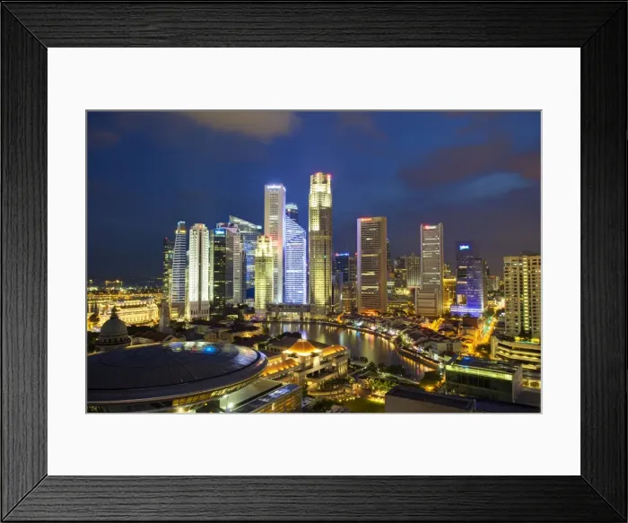 Framed Print : Skyline and Financial district at dusk, Singapore, Southeast Asia, Asia Framed Print : Skyline and Financial district at dusk, Singapore, Southeast Asia, Asia