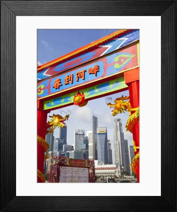 Framed Print : City skyline and Financial district, Singapore, Southeast Asia, Asia