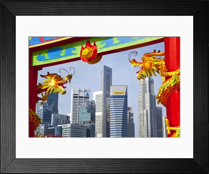 Framed Print : City skyline and Financial district, Singapore, Southeast Asia, Asia Framed Print : City skyline and Financial district, Singapore, Southeast Asia, Asia