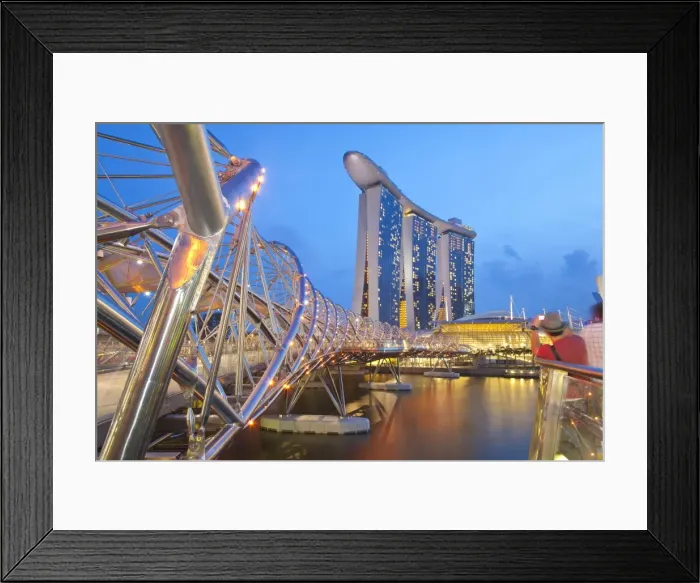 Framed Print : The Helix Bridge and Marina Bay Sands, Marina Bay, Singapore, Southeast Asia, Asia Framed Print : The Helix Bridge and Marina Bay Sands, Marina Bay, Singapore, Southeast Asia, Asia