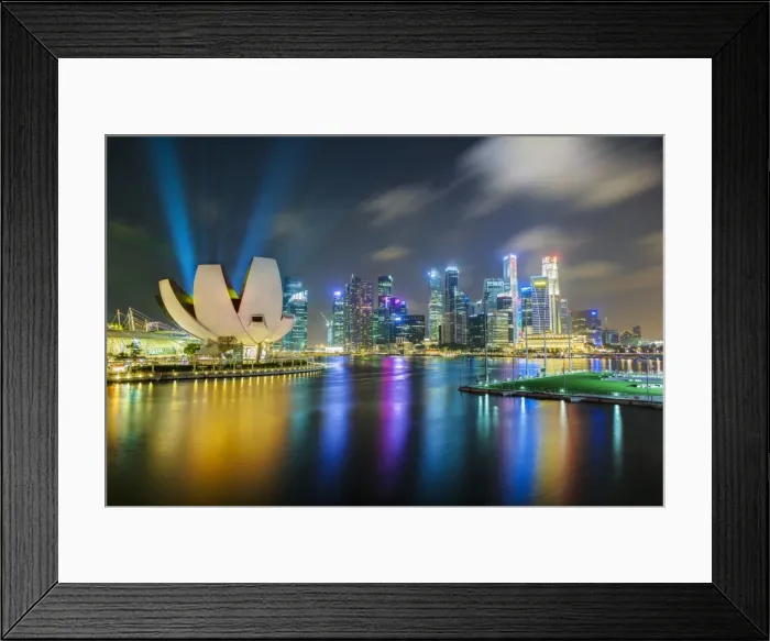 Framed Print : Art Science Museum and city skyline from Marina Bay, Singapore, Southeast Asia, Asia Framed Print : Art Science Museum and city skyline from Marina Bay, Singapore, Southeast Asia, Asia