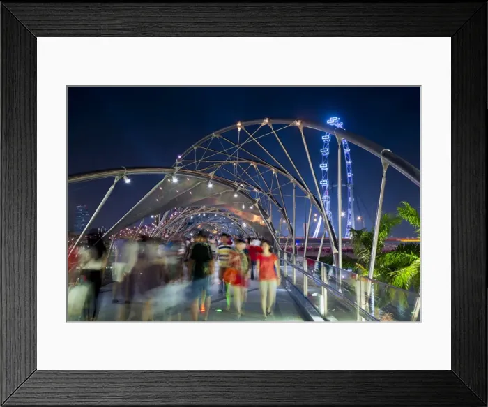 Framed Print : The Helix bridge at Marina Bay and Singapore Flyer, Singapore, Southeast Asia, Asia Framed Print : The Helix bridge at Marina Bay and Singapore Flyer, Singapore, Southeast Asia, Asia