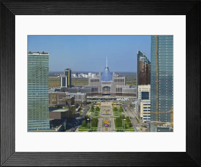 Framed Print : View of city looking towards Khan Shatyr Entertainment Center, Astana, Kazakhstan, Central Asia, Asia