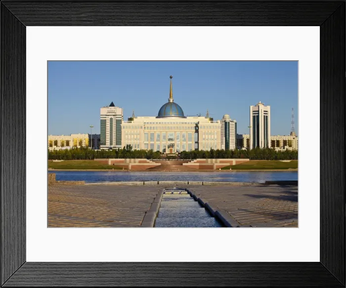 Framed Print : View of The Ak Orda Presidential Palace of President Nursultan Nazarbayev reflecting in Ishim River, Astana, Kazakhstan, Central Asia, Asia Framed Print : View of The Ak Orda Presidential Palace of President Nursultan Nazarbayev reflecting in Ishim River, Astana, Kazakhstan, Central Asia, Asia