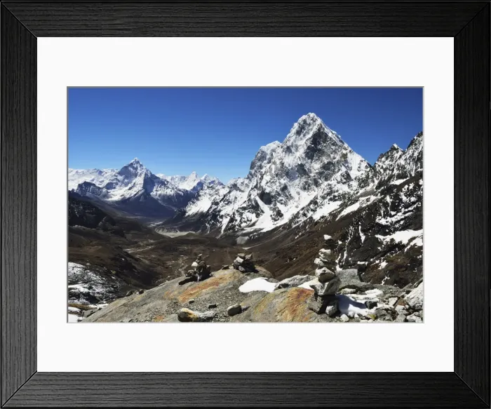 Framed Print : View of Ama Dablam and Chola Khola from Cho La Pass, Sagarmatha National Park, UNESCO World Heritage Site, Solukhumbu District, Sagarmatha, Eastern Region (Purwanchal), Nepal, Himalayas, Asia