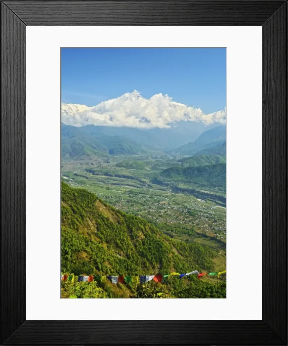 Framed Print : Annapurna Himal and Machapuchare seen from Sarangkot, Gandaki Zone, Western Region, Nepal, Himalayas, Asia