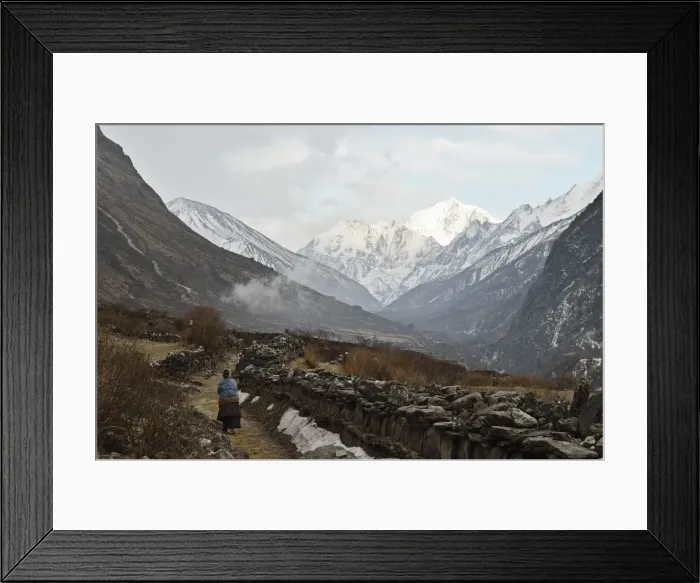 Framed Print : Langtang Valley and Pangen Dopku mountain, Langtang National Park, Bagmati, Central Region (Madhyamanchal), Nepal, Himalayas, Asia