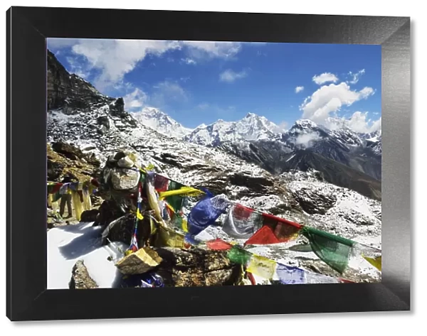 View from Renjo Pass of Everest Himalayan Range, Sagarmatha National Park, UNESCO World Heritage Site, Solukhumbu District, Sagarmatha, Eastern Region (Purwanchal), Nepal, Himalayas, Asia