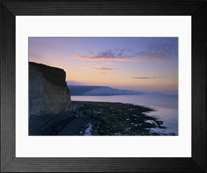 Framed Print : View of Seven Sisters cliffs at sunrise, Seaford, East Sussex, England, United Kingdom, Europe Framed Print : View of Seven Sisters cliffs at sunrise, Seaford, East Sussex, England, United Kingdom, Europe