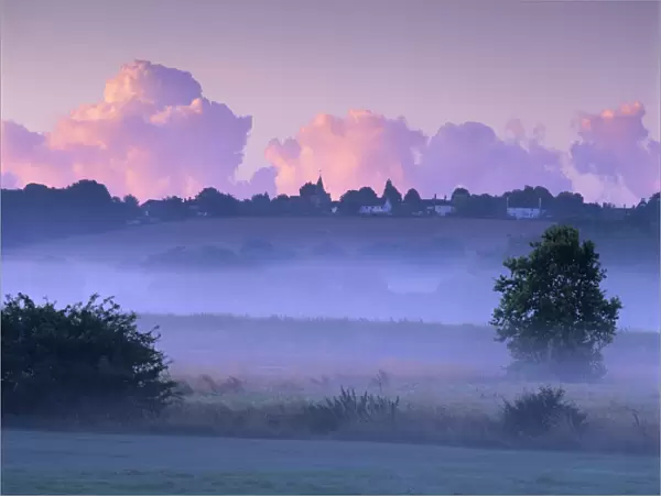 Dawn mist, Ewhurst Green, East Sussex, England, United Kingdom, Europe