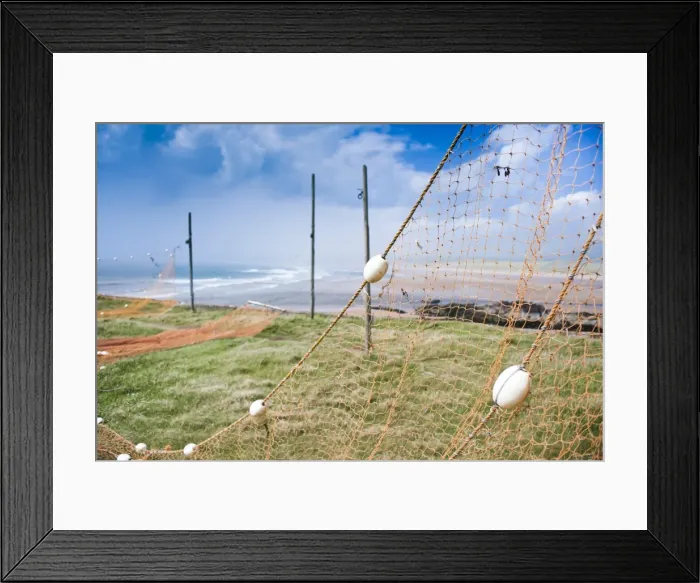 Framed Print : Fishing nets drying, Gourdon Bay, Scotland, United Kingdom, Europe Framed Print : Fishing nets drying, Gourdon Bay, Scotland, United Kingdom, Europe