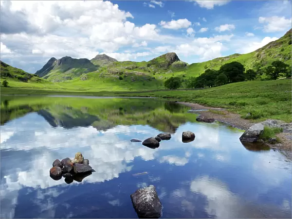 Blea Tarn and Langdale Pikes, Lake District National Park, Cumbria, England, United Kingdom, Europe