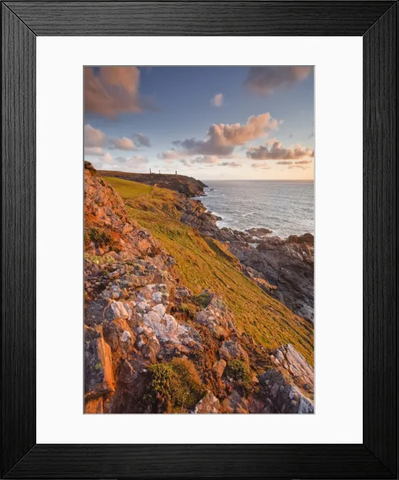 Framed Print : Looking down the Cornish coastline towards Geevor mine, Cornwall, England, United Kingdom, Europe Framed Print : Looking down the Cornish coastline towards Geevor mine, Cornwall, England, United Kingdom, Europe