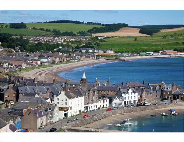 Stonehaven Bay and Quayside from Harbour View, Stonehaven, Aberdeenshire, Scotland, United Kingdom, Europe