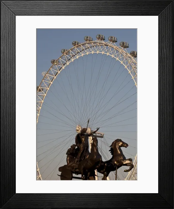 Framed Print : Statue of Boudicca and the London Eye, London, England, United Kingdom, Europe