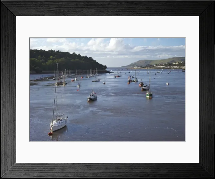 Framed Print : River Conwy estuary looking to Deganwy and Great Orme, Llandudno, in summer, Gwynedd, North Wales, United Kingdom, Europe Framed Print : River Conwy estuary looking to Deganwy and Great Orme, Llandudno, in summer, Gwynedd, North Wales, United Kingdom, Europe
