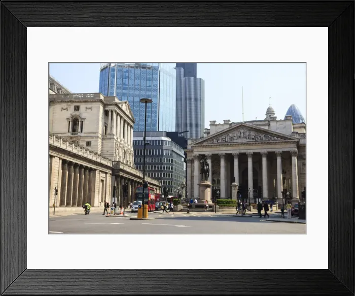 Framed Print : The Bank of England and Royal Exchange, Threadneedle Street, City of London, London, England, United Kingdom, Europe Framed Print : The Bank of England and Royal Exchange, Threadneedle Street, City of London, London, England, United Kingdom, Europe