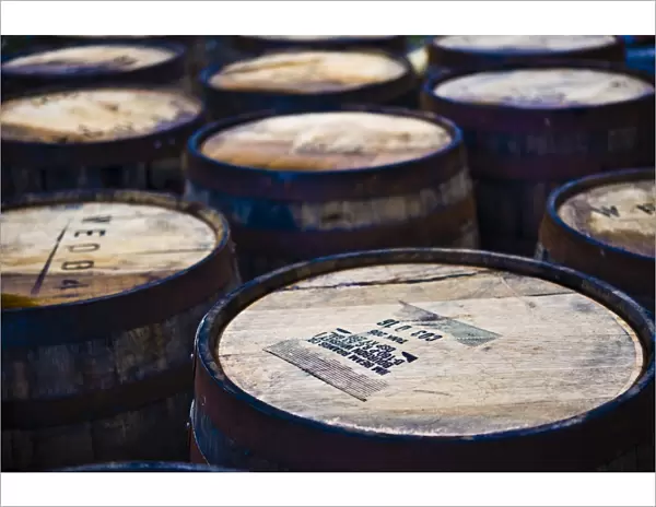 Jura whisky distillery barrel storage, Jura Island, Inner Hebrides, Scotland, United Kingdom, Europe