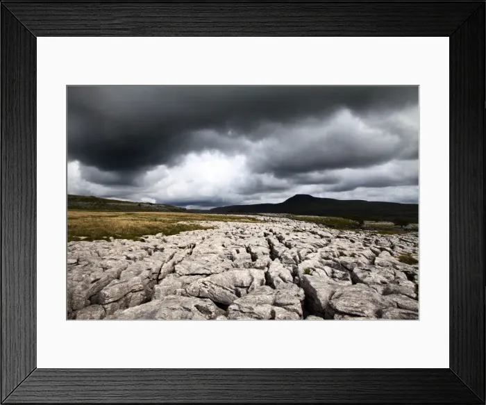 Framed Print : Dark clouds over Ingleborough from Twisleton Scar, Yorkshire Dales, North Yorkshire, Yorkshire, England, United Kingdom, Europe Framed Print : Dark clouds over Ingleborough from Twisleton Scar, Yorkshire Dales, North Yorkshire, Yorkshire, England, United Kingdom, Europe