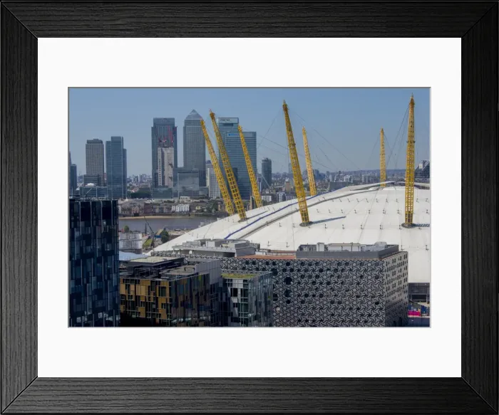 Framed Print : O2 Arena, with Canary Wharf behind, London, England, United Kingdom, Europe Framed Print : O2 Arena, with Canary Wharf behind, London, England, United Kingdom, Europe