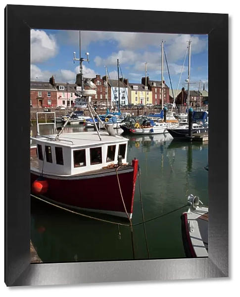 Fishing boats and yachts in the Harbour at Arbroath, Angus, Scotland, United Kingdom, Europe