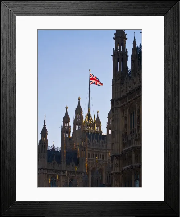 Framed Print : Union Jack on the Houses of Parliament. Westminster, London. England, United Kingdom, Europe Framed Print : Union Jack on the Houses of Parliament. Westminster, London. England, United Kingdom, Europe