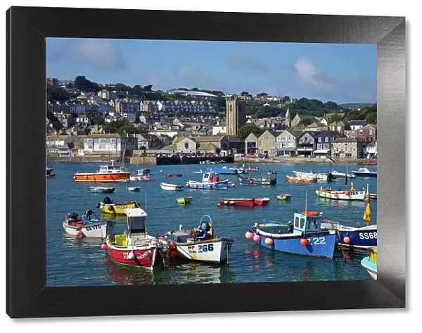Summer sunshine on boats in the old harbour, St. Ives, Cornwall, England, United Kingdom, Europe