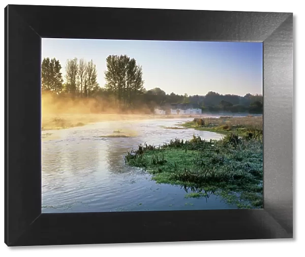 Misty River Test on Chilbolton Common, Wherwell, Hampshire, England, United Kingdom, Europe