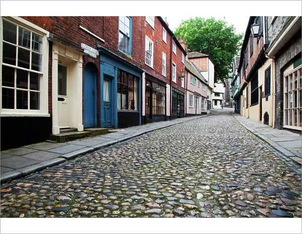 Old cobbled street, Elm Hill, Norwich, Norfolk, England, United Kingdom, Europe