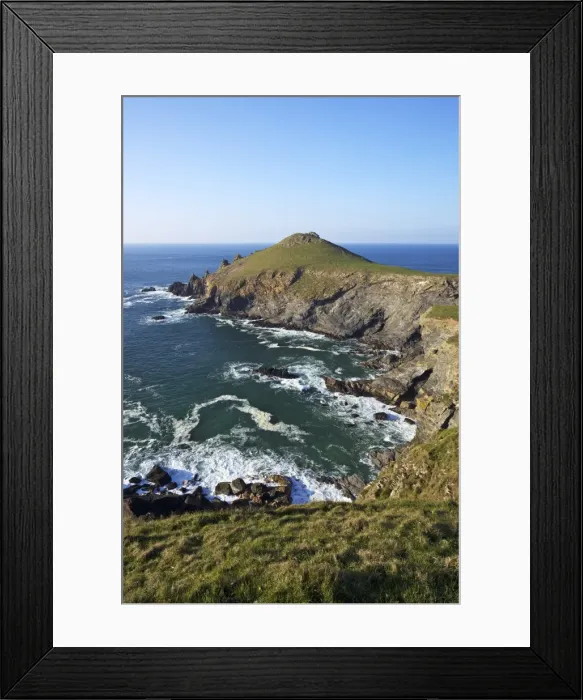 Framed Print : The Rumps in spring sunshine, Pentire Headland, Cornwall, England, United Kingdom, Europe