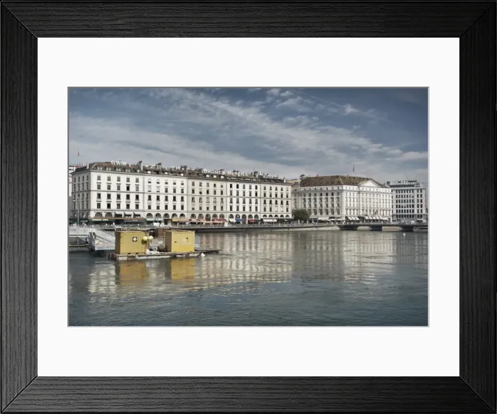 Framed Print : Bulidings along Quai des Bergues, Geneva, Switzerland, Europe Framed Print : Bulidings along Quai des Bergues, Geneva, Switzerland, Europe
