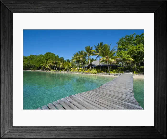 Framed Print : Wooden pier leadin to a resort on Aore islet before the Island of Espiritu Santo, Vanuatu, South Pacific, Pacific Framed Print : Wooden pier leadin to a resort on Aore islet before the Island of Espiritu Santo, Vanuatu, South Pacific, Pacific