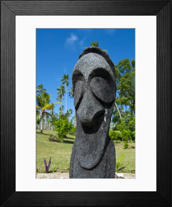 Framed Print : Carved statue at a resort on Aore islet before the Island of Espiritu Santo, Vanuatu, South Pacific, Pacific Framed Print : Carved statue at a resort on Aore islet before the Island of Espiritu Santo, Vanuatu, South Pacific, Pacific