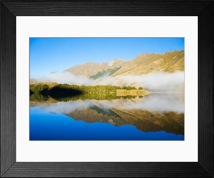 Framed Print : Misty dawn reflections on calm Lake Moke, Queenstown, Otago, South Island, New Zealand, Pacific Framed Print : Misty dawn reflections on calm Lake Moke, Queenstown, Otago, South Island, New Zealand, Pacific