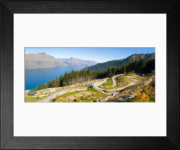 Framed Print : Panorama of the luge track above Queenstown, Otago, South Island, New Zealand, Pacific Framed Print : Panorama of the luge track above Queenstown, Otago, South Island, New Zealand, Pacific