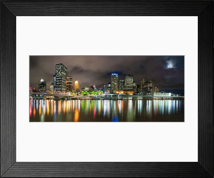 Framed Print : Central business district city skyline at night taken from Southbank of Brisbane, Queensland, Australia, Pacific Framed Print : Central business district city skyline at night taken from Southbank of Brisbane, Queensland, Australia, Pacific