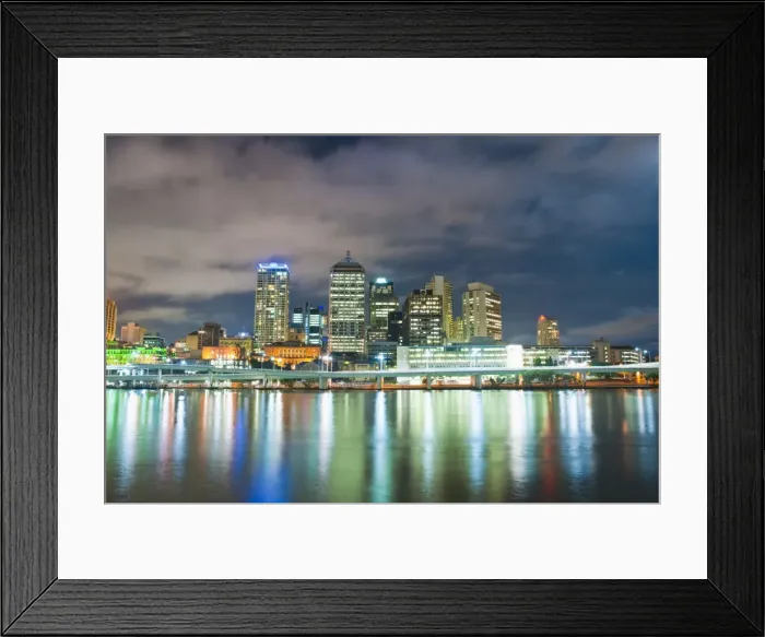 Framed Print : Brisbane skyline at night, taken from South Bank, Queensland, Australia, Australasia, Pacific Framed Print : Brisbane skyline at night, taken from South Bank, Queensland, Australia, Australasia, Pacific