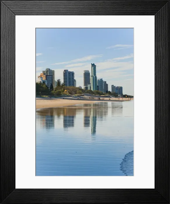 Framed Print : Reflections of high rise buildings at Surfers Paradise Beach, Gold Coast, Queensland, Australia, Pacific Framed Print : Reflections of high rise buildings at Surfers Paradise Beach, Gold Coast, Queensland, Australia, Pacific